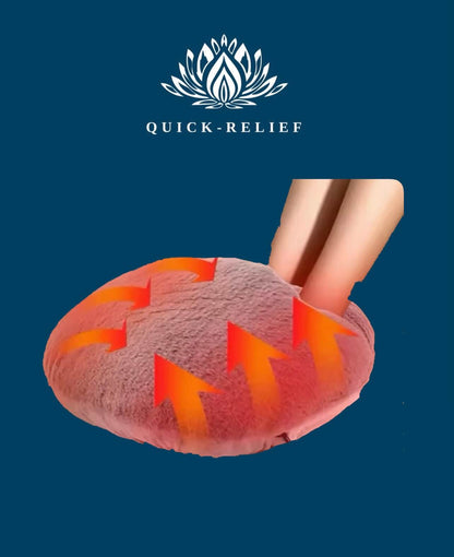 leg heated device with 'Quick-Relief' logo on a blue background